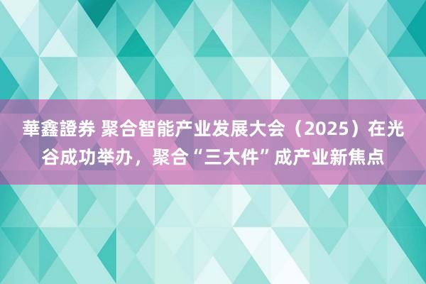華鑫證券 聚合智能产业发展大会（2025）在光谷成功举办，聚合“三大件”成产业新焦点