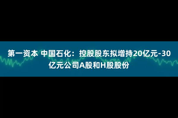 第一资本 中国石化：控股股东拟增持20亿元-30亿元公司A股和H股股份
