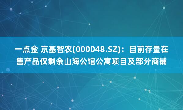 一点金 京基智农(000048.SZ)：目前存量在售产品仅剩余山海公馆公寓项目及部分商铺
