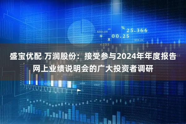 盛宝优配 万润股份：接受参与2024年年度报告网上业绩说明会的广大投资者调研